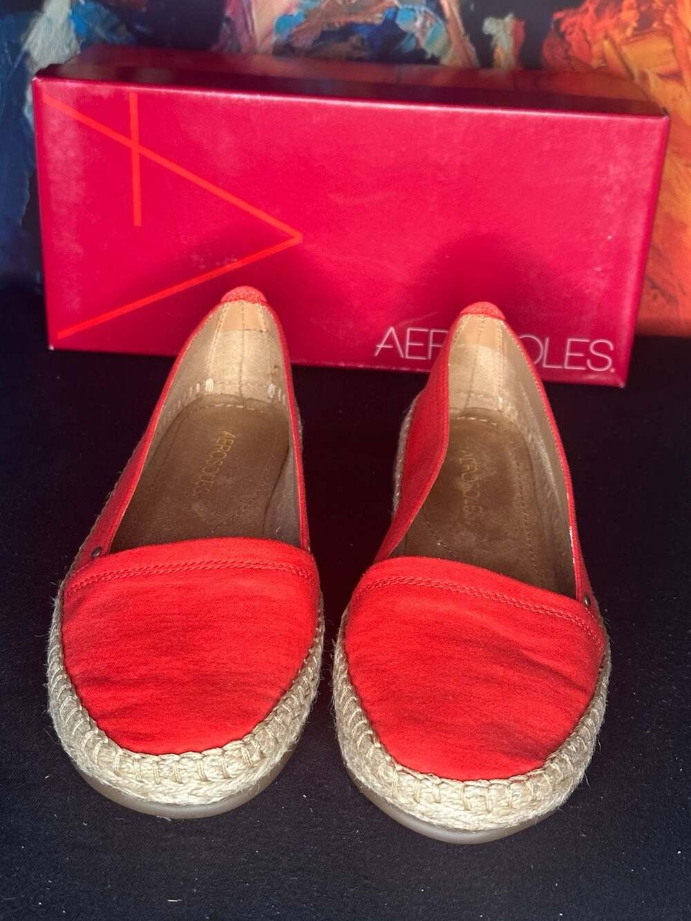 Aerosoles Solitaire Red Canvas Espadrille Flats Size 8M